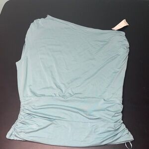 Abercrombie women’s asymmetrical Light Blue Ruched Shirt NWT